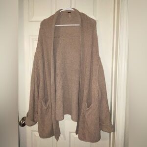 Free People Low Tide Open Front Cardigan Knit Oversized Beige/light tan Sz XS/S